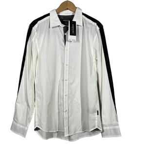 NEW! Kenneth Cole Button Up Dress Shirt Long Sleeve Tuxedo Stripe - M